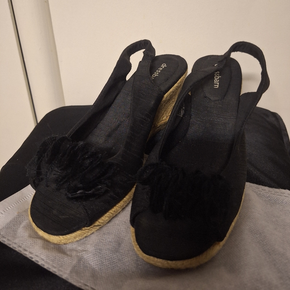 Dressbarn Black Espadrille Slingback Shoes Size 8